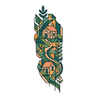 Color geometric tattoo design, outline stencil for a ribs tattoo