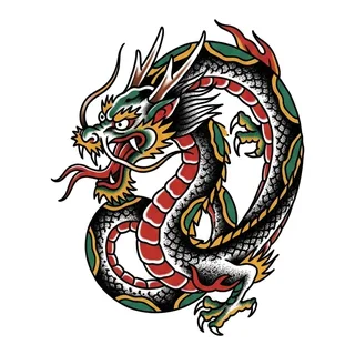 Color traditional tattoo design, drawn flat for a ribs tattoo