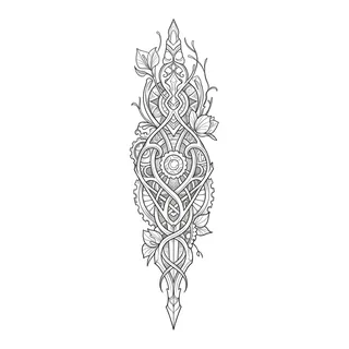 Black and grey biomechanical tattoo design, drawn flat for a shin tattoo
