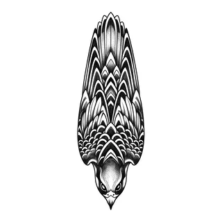 Black and white blackwork tattoo design, drawn flat for a shin tattoo