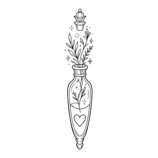Black and white fine line tattoo design, outline stencil for a shin tattoo