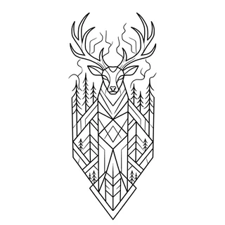 Black and white geometric tattoo design, outline stencil for a shin tattoo