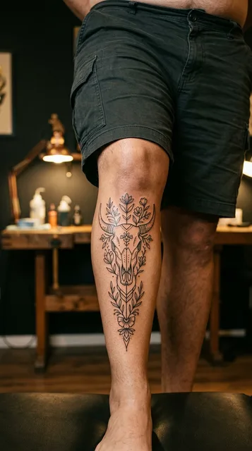Tattoo on the shin