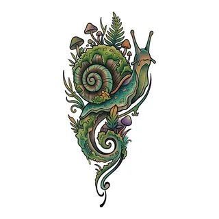 Color new school tattoo design, drawn flat for a shin tattoo
