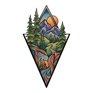 Color new school tattoo design, drawn flat for a shin tattoo