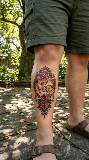 Tattoo on the shin