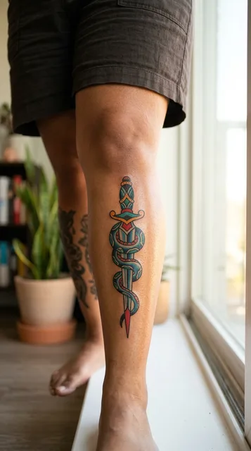 Tattoo on the shin