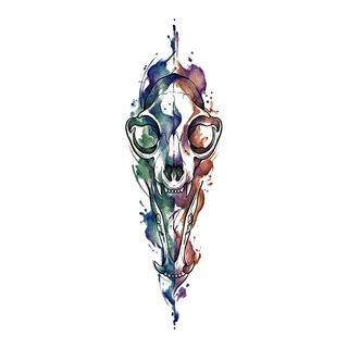 Color watercolor tattoo design, drawn flat for a shin tattoo