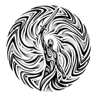 Black and white blackwork tattoo design, drawn flat for a shoulder tattoo