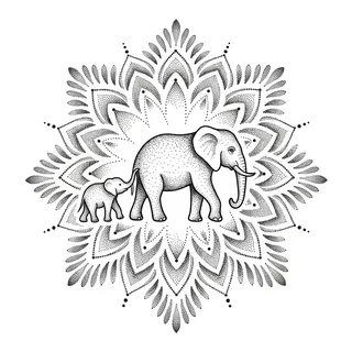 Black and grey dotwork tattoo design, drawn flat for a shoulder tattoo