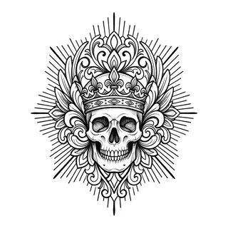 Black and grey illustrative tattoo design, drawn flat for a shoulder tattoo