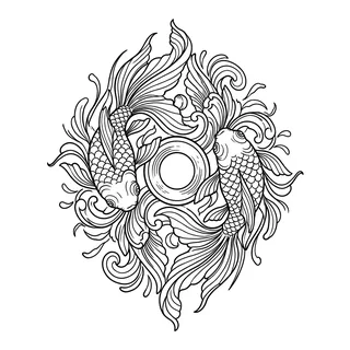 Black and white linework tattoo design, outline stencil for a shoulder tattoo