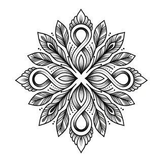Black and grey ornamental tattoo design, drawn flat for a shoulder tattoo