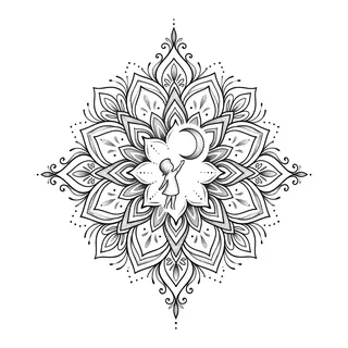 Black and grey ornamental tattoo design, drawn flat for a shoulder tattoo