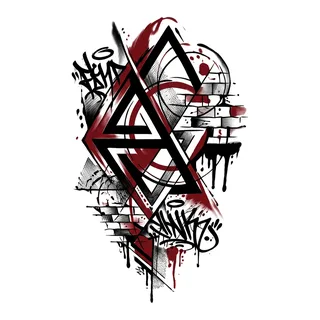 Color geometric ornament tattoo design, outline stencil for a shoulder tattoo