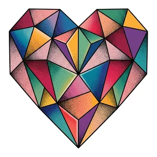 Color geometric tattoo design, outline stencil for a shoulder tattoo