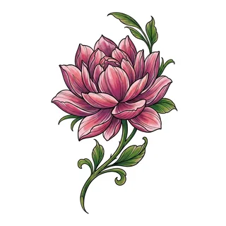 Color illustrative tattoo design, drawn flat for a shoulder tattoo