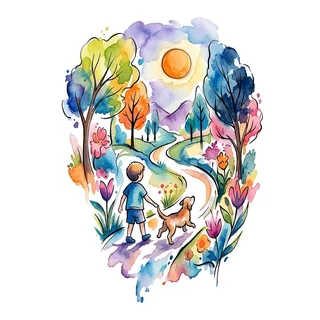 Color watercolor tattoo design, drawn flat for a shoulder tattoo