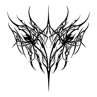 Black and white blackwork spider tattoo design, drawn flat for a spine tattoo