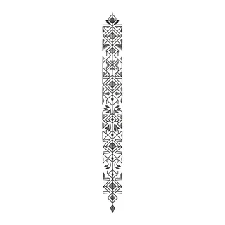 Black and white geometric tattoo design, outline stencil for a spine tattoo