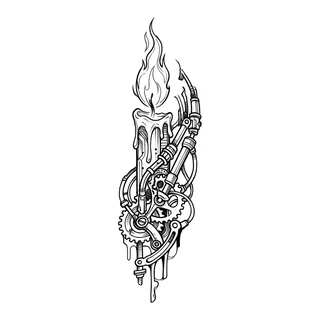 Tattoo-Vorlage mit einer Kerze, Stil: illustrativ, in Schwarz-Grau