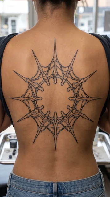 ornament tattoo on the spine