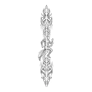Tattoo-Vorlage mit einem Läufer, Stil: Linework, in Schwarz-Grau