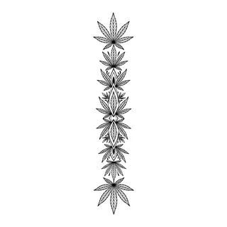 Black and grey ornamental tattoo design, drawn flat for a spine tattoo