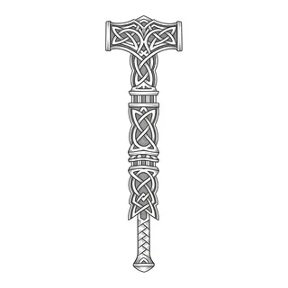Black and white tribal tattoo design, drawn flat for a spine tattoo
