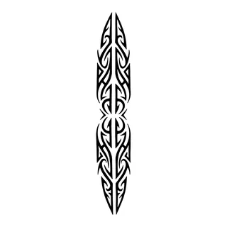 Black and white tribal tattoo design, drawn flat for a spine tattoo