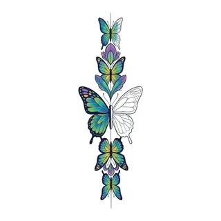 Color new school tattoo design, drawn flat for a spine tattoo