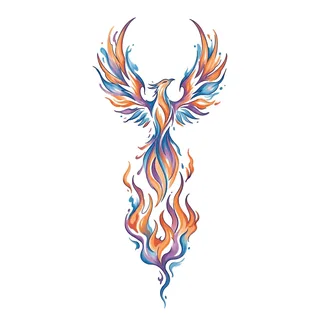 Color watercolor tattoo design, drawn flat for a spine tattoo