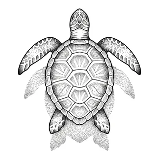 Black and grey dotwork tattoo design, drawn flat for a stomach tattoo