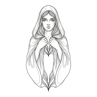 Black and white fine line tattoo design, outline stencil for a stomach tattoo