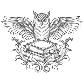 Black and grey illustrative tattoo design, drawn flat for a stomach tattoo