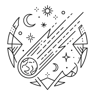 Black and white linework tattoo design, outline stencil for a stomach tattoo