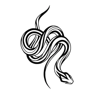 Black and white tribal snake tattoo design, drawn flat for a stomach tattoo