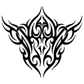 Black and white tribal tattoo design, drawn flat for a stomach tattoo