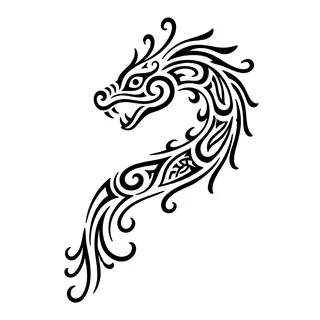 Black and white tribal tattoo design, drawn flat for a stomach tattoo
