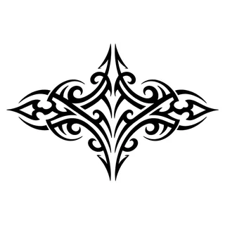 Black and white tribal tattoo design, drawn flat for a stomach tattoo