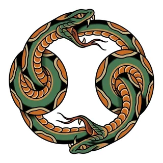 Color illustrative tattoo design, drawn flat for a stomach tattoo