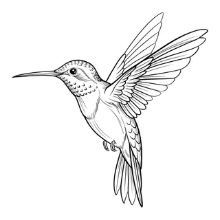 Black and white fine line hummingbird tattoo design, outline stencil for a thigh tattoo