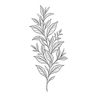 Black and white fine line tattoo design, outline stencil for a thigh tattoo