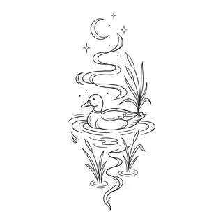 Black and white fine line tattoo design, outline stencil for a thigh tattoo
