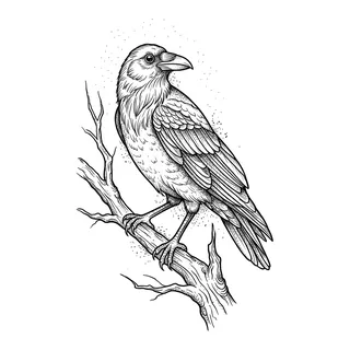 Black and grey illustrative tattoo design, drawn flat for a thigh tattoo