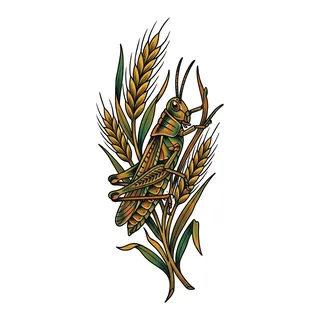 Color neo traditional tattoo design, drawn flat for a thigh tattoo