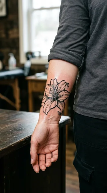 Lily tattoo on the wrist