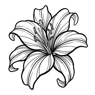 Black and white blackwork lily tattoo design, drawn flat for a wrist tattoo