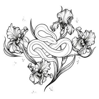 Black and grey dotwork snake tattoo design, drawn flat for a wrist tattoo