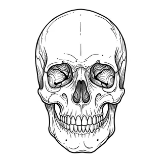 Black and white fine line skull tattoo design, outline stencil for a wrist tattoo